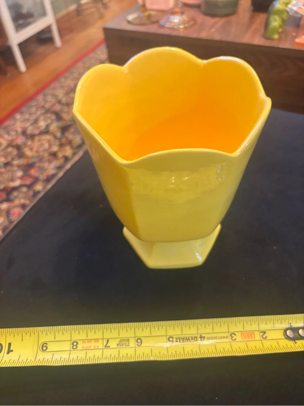 VINTAGE FRANKOMA POTTERY TULIP VASE OR HOUSE PLANTER MCM AUTUMN YELLOW!